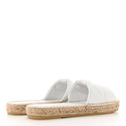 Prada Nappa Logo Quilted Espadrille 20mm Slide Sandals 38 Bianco 4 of 13