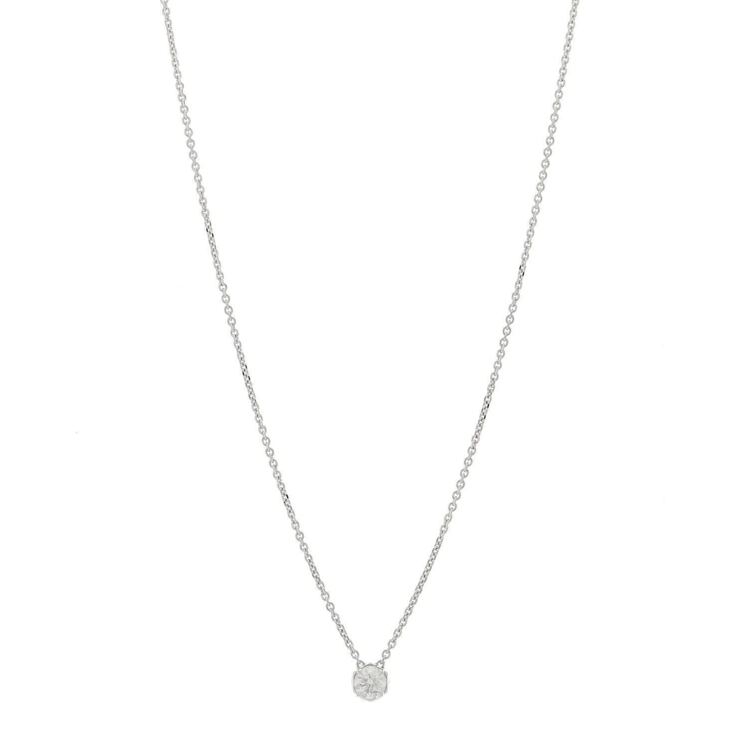 Graff 18K White Gold Diamond .58ct Laurence Graff Signature Solitaire Pendant Necklace 1 of 6