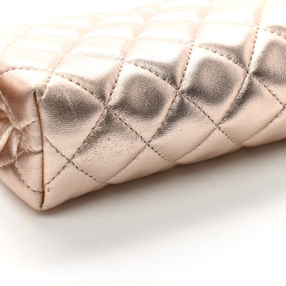 Chanel Metallic Lambskin Quilted Cosmetic Pouch Light Gold 10 of 12
