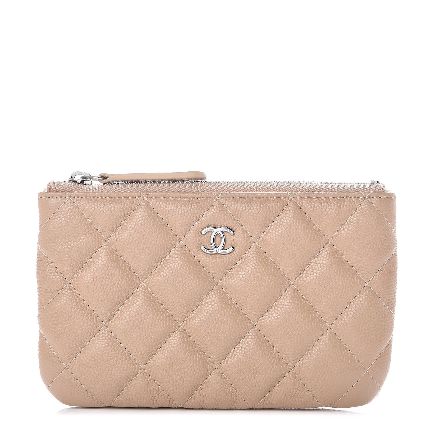 Caviar Quilted Small Cosmetic Case Beige
