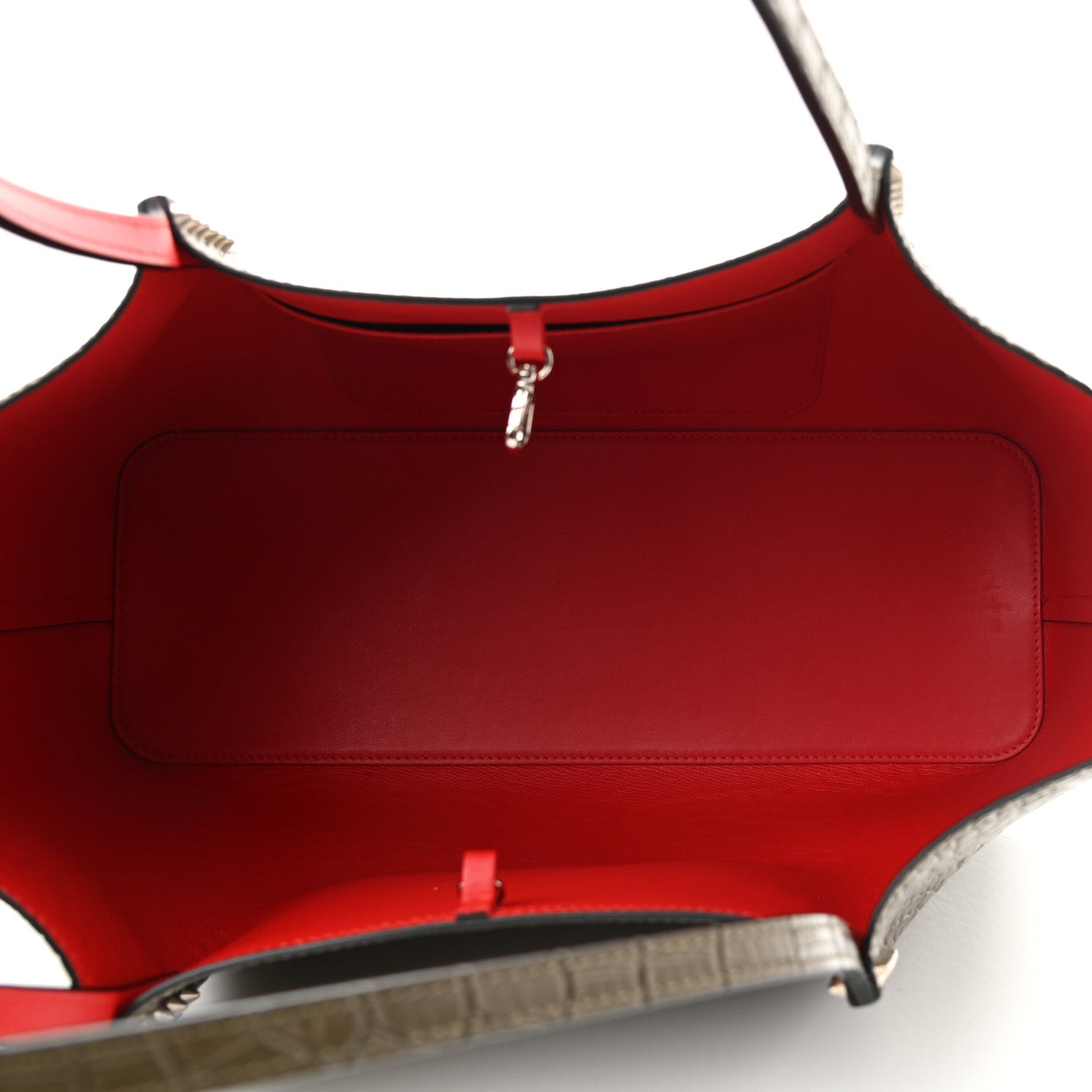 Christian Louboutin Crocodile Embossed Calfskin Spiked Large Cabarock Shopper Tote Silex 5 of 9