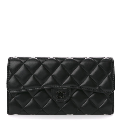 Chanel Lambskin Quilted Large Gusset Flap Wallet So Black 1 of 15
