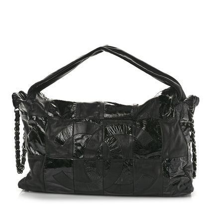 Chanel Lambskin Patent Calfskin Brooklyn Patchwork Hobo Black 1 of 11