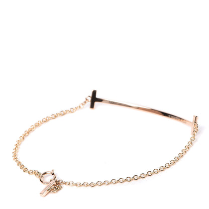 Tiffany 18K Rose Gold Diamond T Smile Bracelet 3 of 6