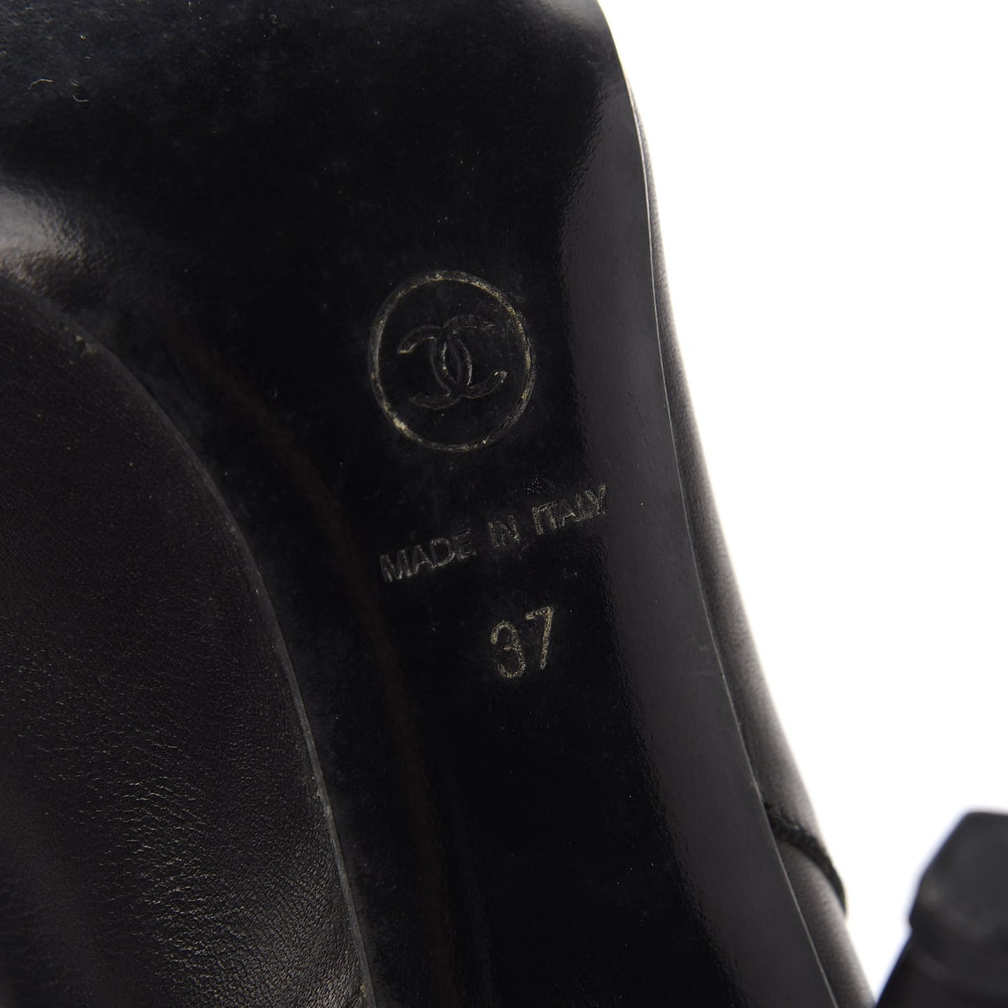 Lambskin Patent Cap Toe Cut Out Ankle Boots 37 Black