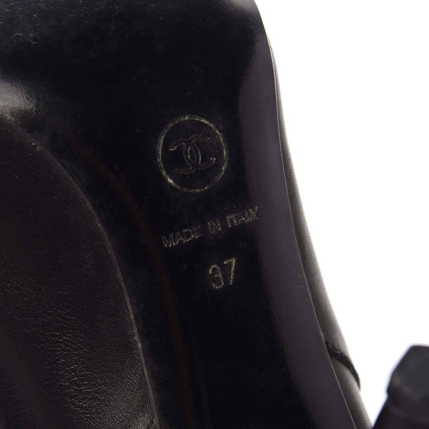 Chanel Lambskin Patent Cap Toe Cut Out Ankle Boots 37 Black 7 of 8