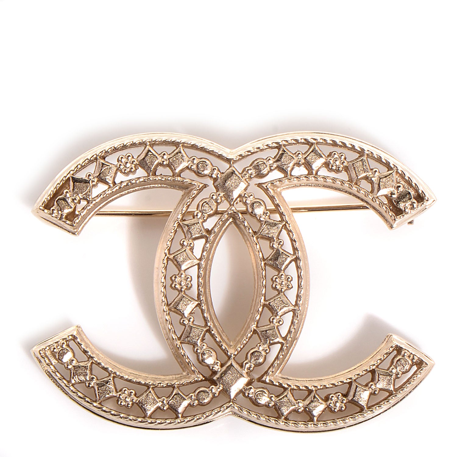 Chanel CC Brooch Light Gold 1 of 7