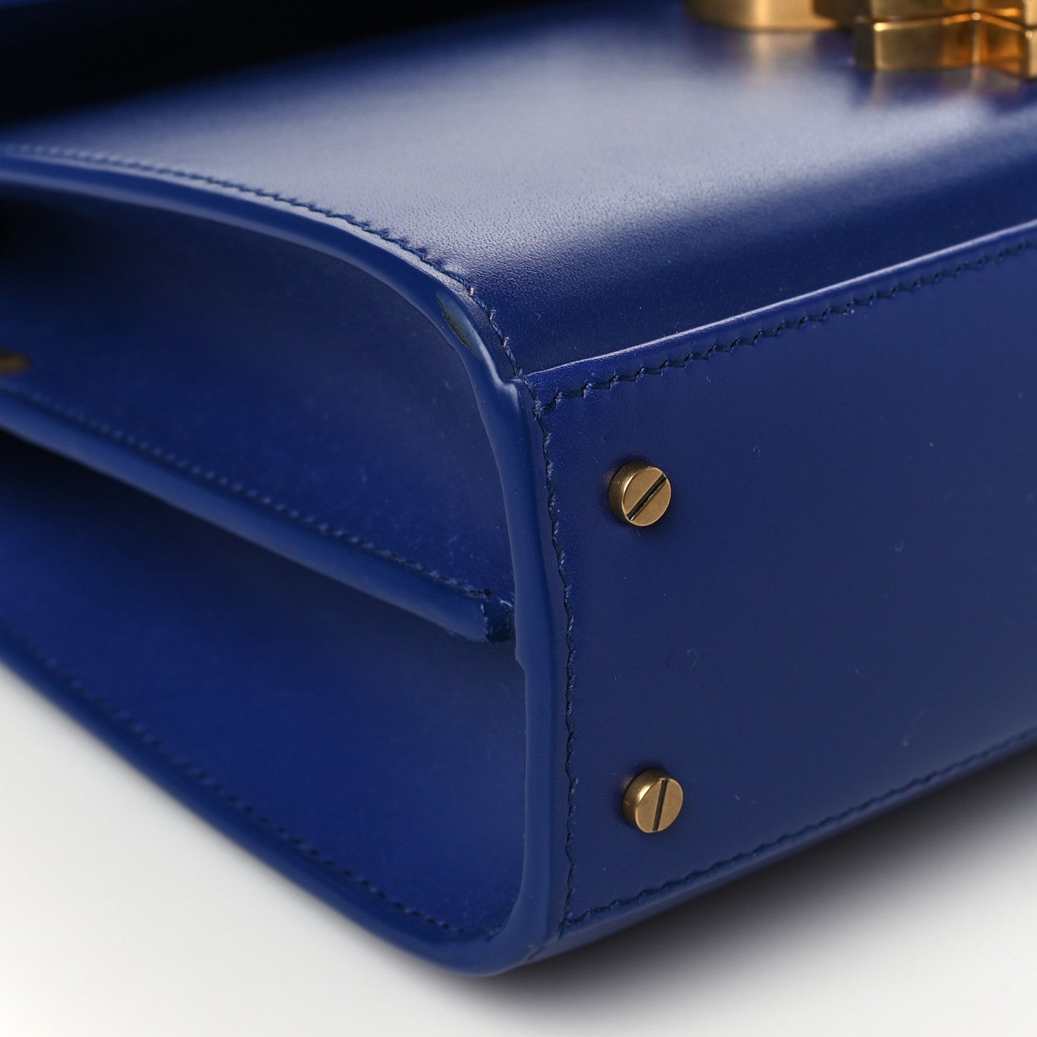 Saint Laurent Calfskin Mini Classic Monogram Cassandra Top Handle Bag Blue Majorelle 8 of 10