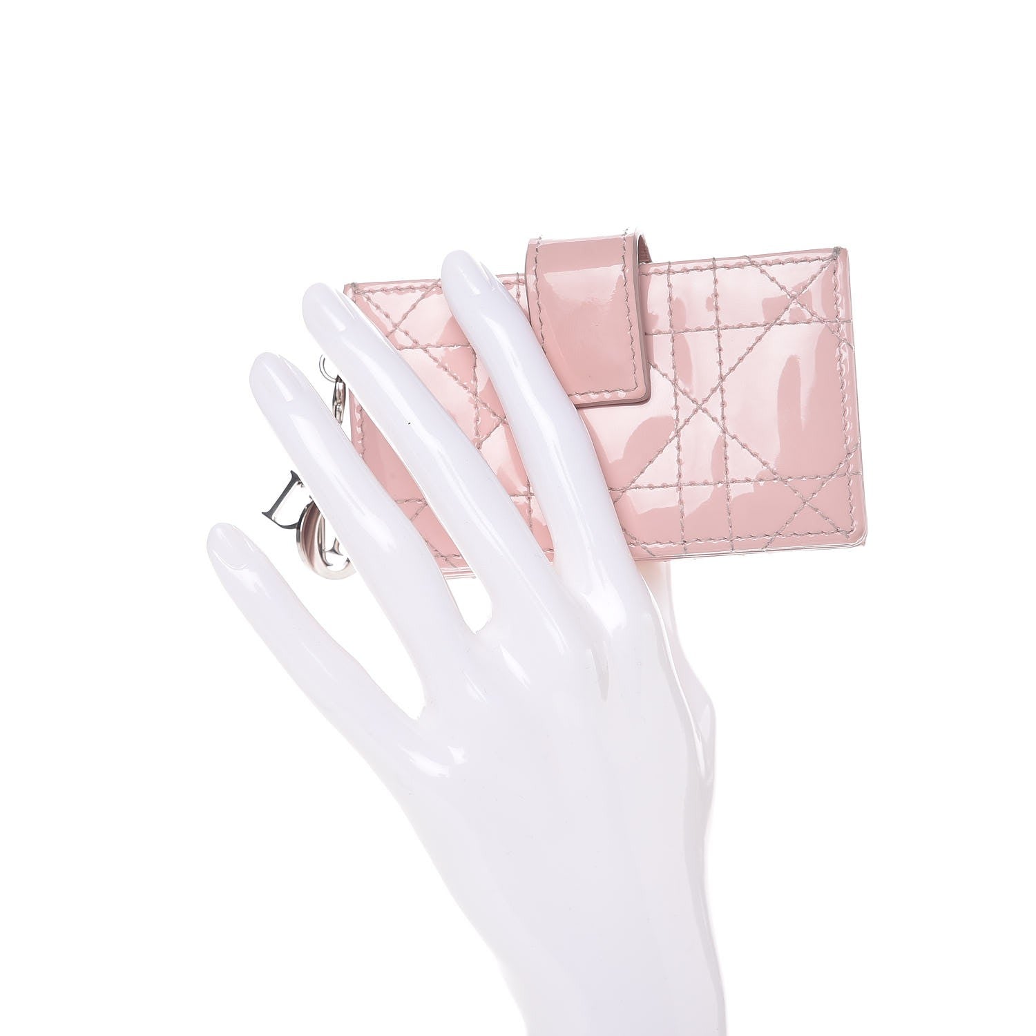 Christian Dior Patent Cannage Lady Dior 5-Gusset Card Holder Pink 2 of 8