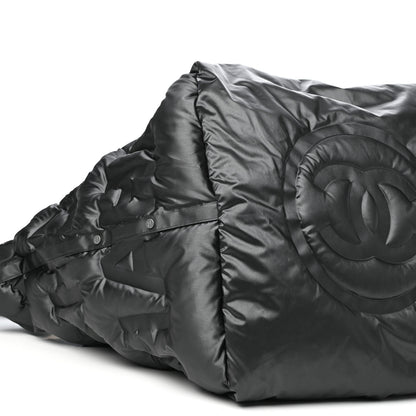 Chanel Nylon Embossed Large Doudoune Bowling Bag Black 6 of 8