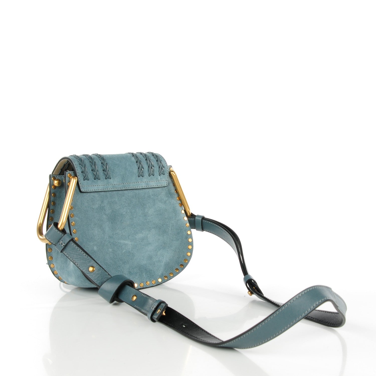 Chloe Suede Calfskin Braided Mini Hudson Shoulder Bag Cloudy Blue 3 of 8