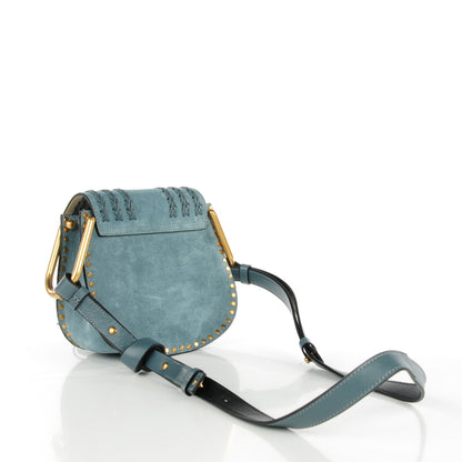 Chloe Suede Calfskin Braided Mini Hudson Shoulder Bag Cloudy Blue 3 of 8