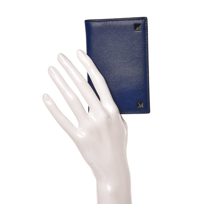 Valentino Garavani Vitello Rockstud Bi-Fold Wallet Blue 2 of 9