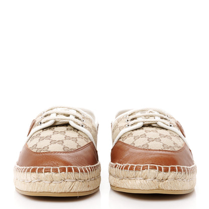 Gucci GG Monogram Mens Espadrille Loafers 9 Beige Ebony Mystic White 2 of 11
