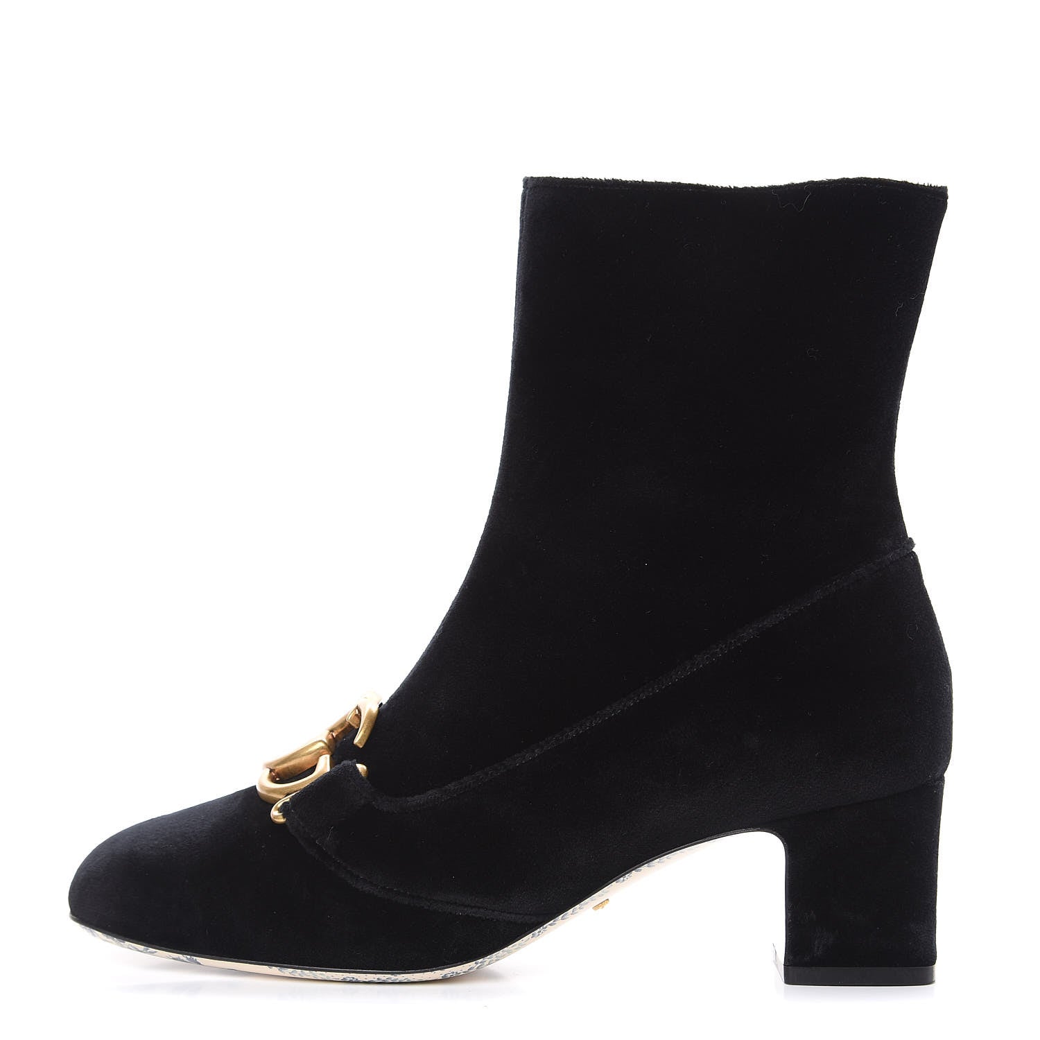 Gucci Softy Velvet Malaga Kid GG Victoire 55mm Ankle Boots 39 Black 1 of 9