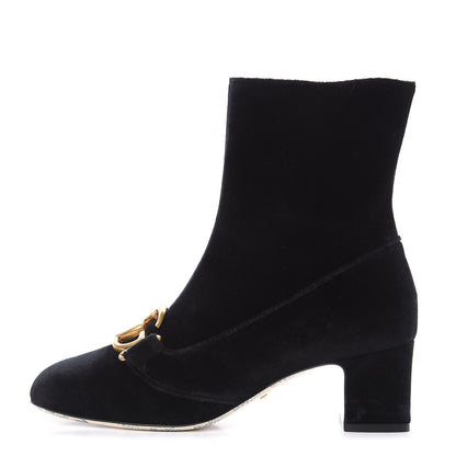 Gucci Softy Velvet Malaga Kid GG Victoire 55mm Ankle Boots 39 Black 1 of 9