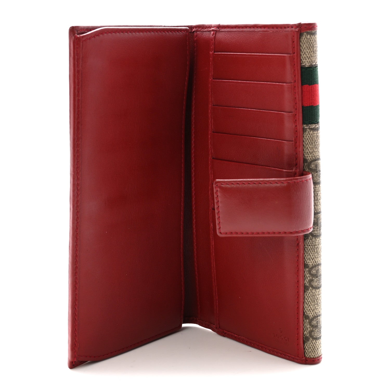 Gucci GG Supreme Monogram Web Continental Wallet Red 5 of 8