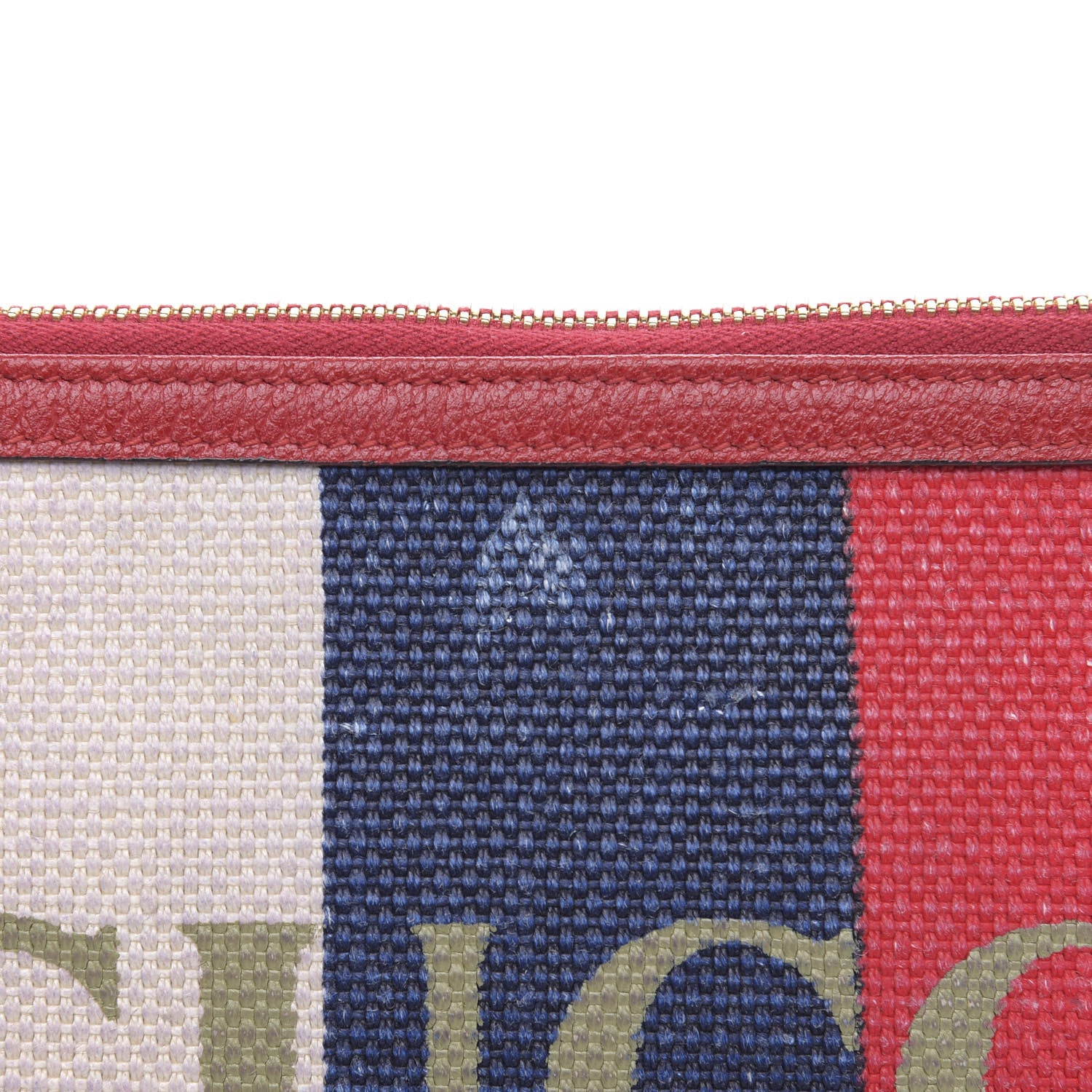 Gucci Canvas Sylvie Stripe Logo Zip Pouch Mystic White Hibiscus Red Maritime 10 of 14