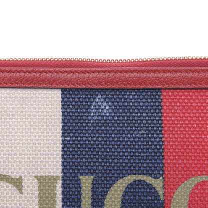 Gucci Canvas Sylvie Stripe Logo Zip Pouch Mystic White Hibiscus Red Maritime 10 of 14
