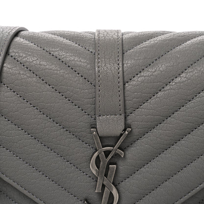 Saint Laurent Sheepskin Matelasse Chevron Monogram Medium College Bag New Stone Grey 8 of 11