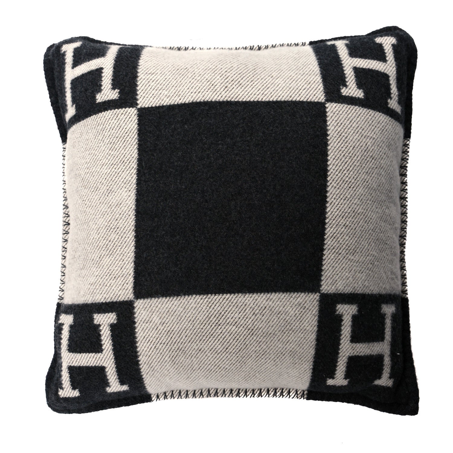 Hermes Wool Cashmere Avalon Pillow PM Ecru Gris Fonce 2 of 3