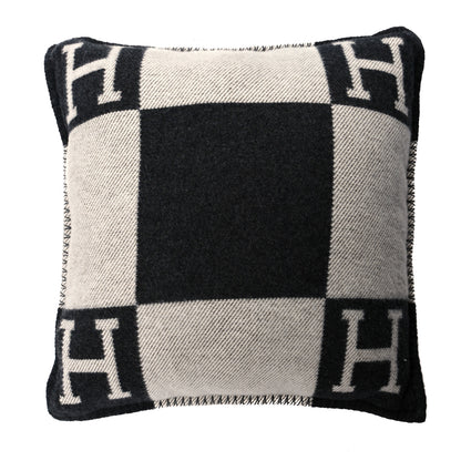 Hermes Wool Cashmere Avalon Pillow PM Ecru Gris Fonce 2 of 3