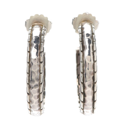 John Hardy Sterling Silver Hammered Hoop Earrings 1 of 5