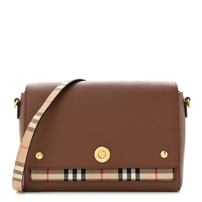 Burberry Calfskin Vintage Check Note Crossbody Bag Tan 1 of 13