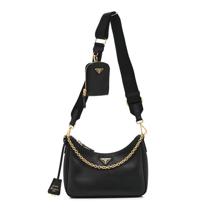 Prada Saffiano Lux Re-Edition 2005 Shoulder Bag Black 1 of 10