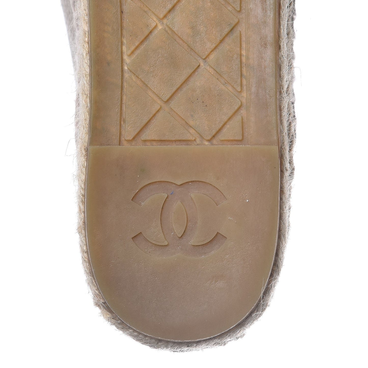 Grained Calfskin CC Espadrilles 37 Beige Black