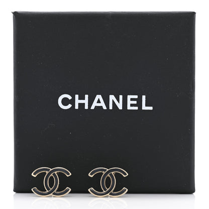 Chanel Enamel CC Earrings Black Gold 5 of 5