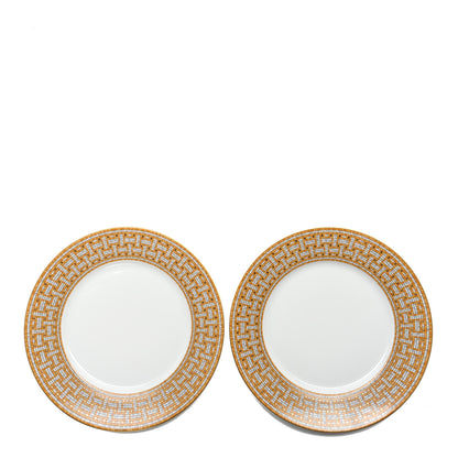 Hermes Porcelain Mosaique Au 24 Gold Dinner Plate Set of 2 1 of 5