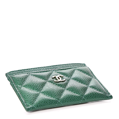 Chanel Metallic Caviar Quilted Card Holder Green 4 of 8