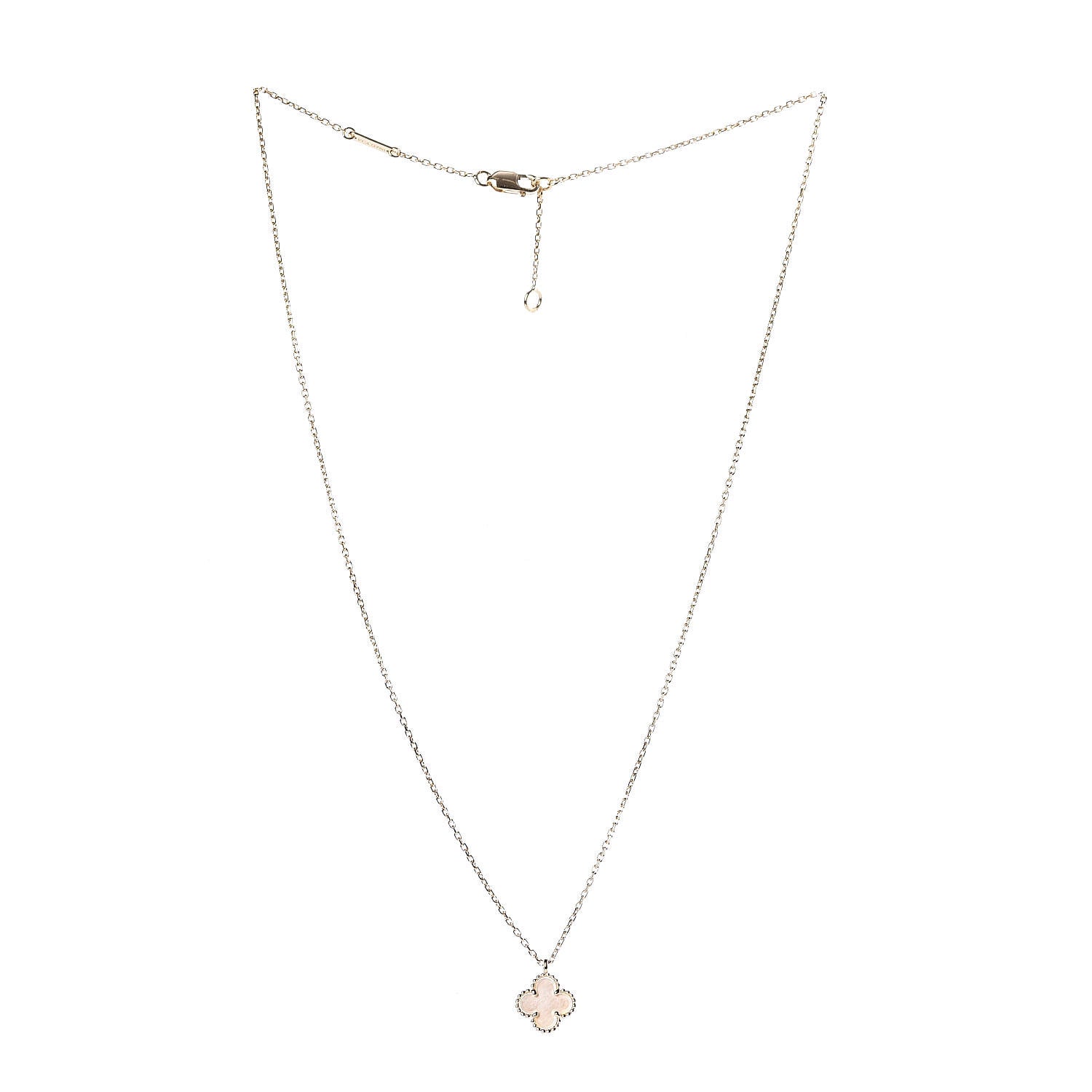 Van Cleef & Arpels 18K Yellow Gold Mother of Pearl Sweet Alhambra Pendant Necklace 3 of 7