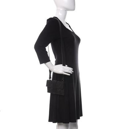 Fendi Recycled Fabric Jacquard Vitello Grace FF 1974 Baguette Belt Pouch Asfalto Black 2 of 10