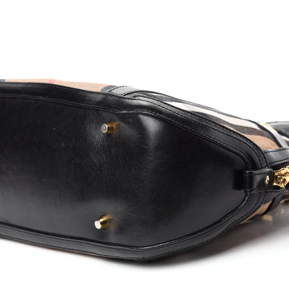 Burberry Bridle Calfskin House Check Small Orchard Bowling Bag Black 7 of 17