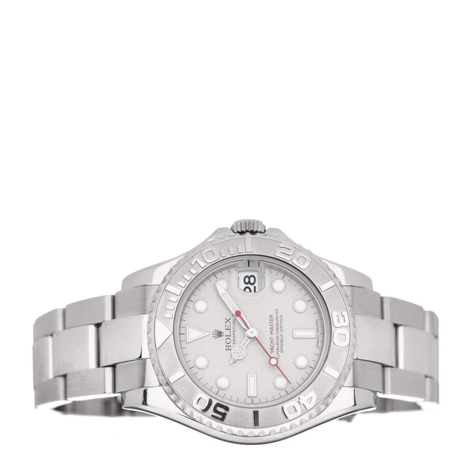 Rolex Stainless Steel Platinum 35mm Yacht-Master Watch Silver 168622 2 of 4