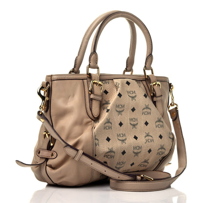 MCM Calfskin Visetos Essentials Shopper Tote Beige 4 of 10