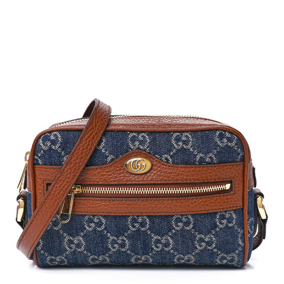 Gucci New Denim GG Monogram Dollar Calfskin Mini Ophidia Shoulder Bag Blue Tea Cuir Epilog 1 of 11