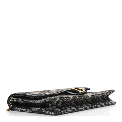 Christian Dior Oblique Saddle Chain Pouch Blue 4 of 9