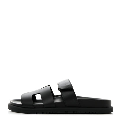 Hermes Calfskin Womens Chypre Sandals 36 Black 1 of 11