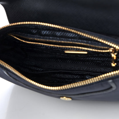 Prada Tessuto Nylon Saffiano Crossbody Bag Black Blue 5 of 8