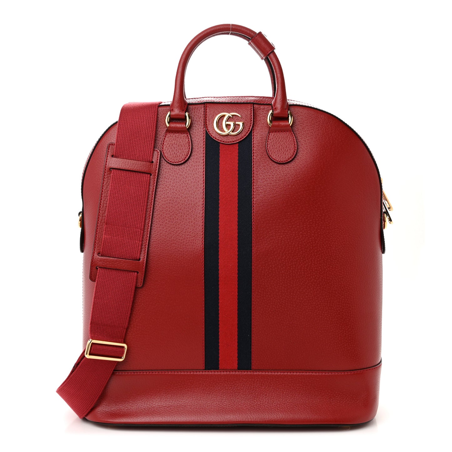 Textured Dollar Calfskin Web Small Savoy Bowling Tote Red