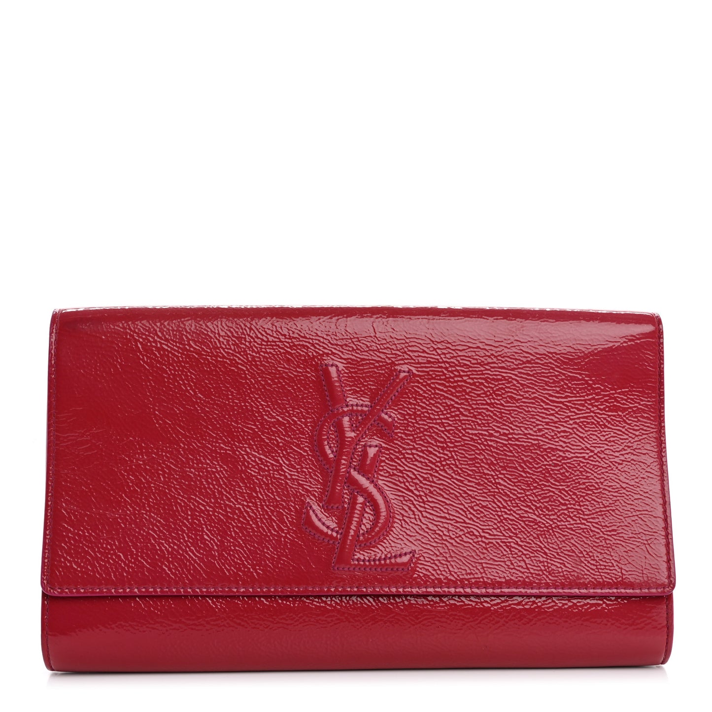 Textured Patent Monogram Large Belle De Jour Clutch Fuchsia