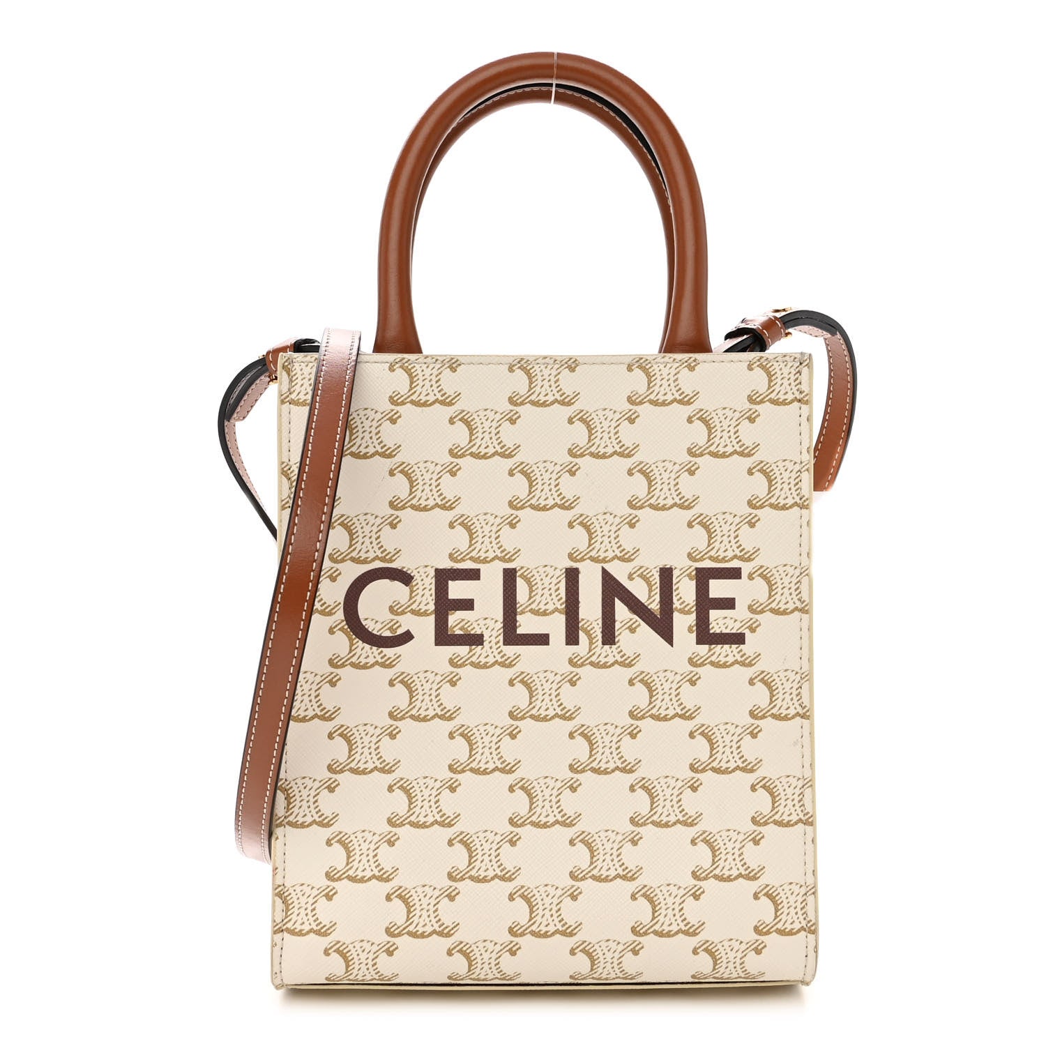 Celine Triomphe Canvas Calfskin Mini Vertical Cabas White 1 of 9