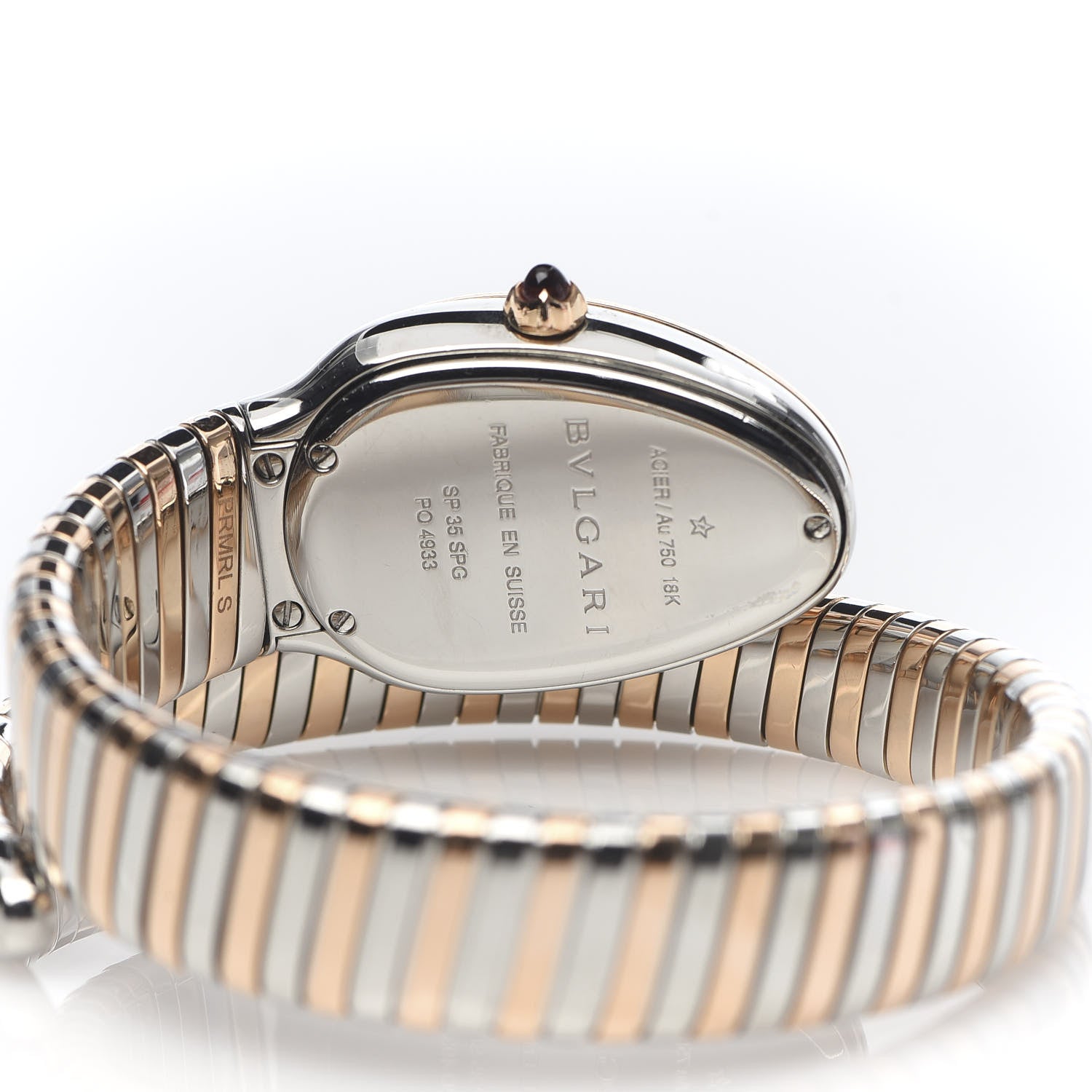 Bulgari Stainless Steel 18K Rose Gold Diamond Bezel 35mm Serpenti Tubogas Quartz Watch Black 12 of 15