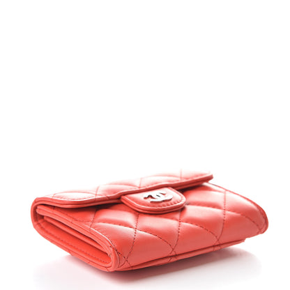 Chanel Lambskin Quilted Flap Card Holder Wallet Red 4 of 9