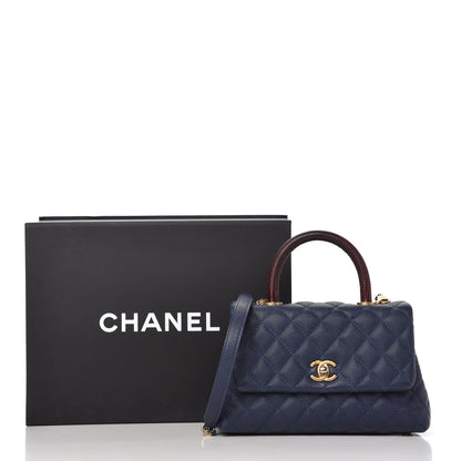 Chanel Caviar Lizard Quilted Mini Coco Handle Flap Blue 11 of 11