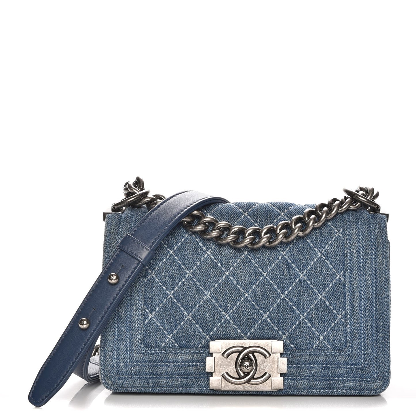 Denim Quilted Small Boy Flap Blue