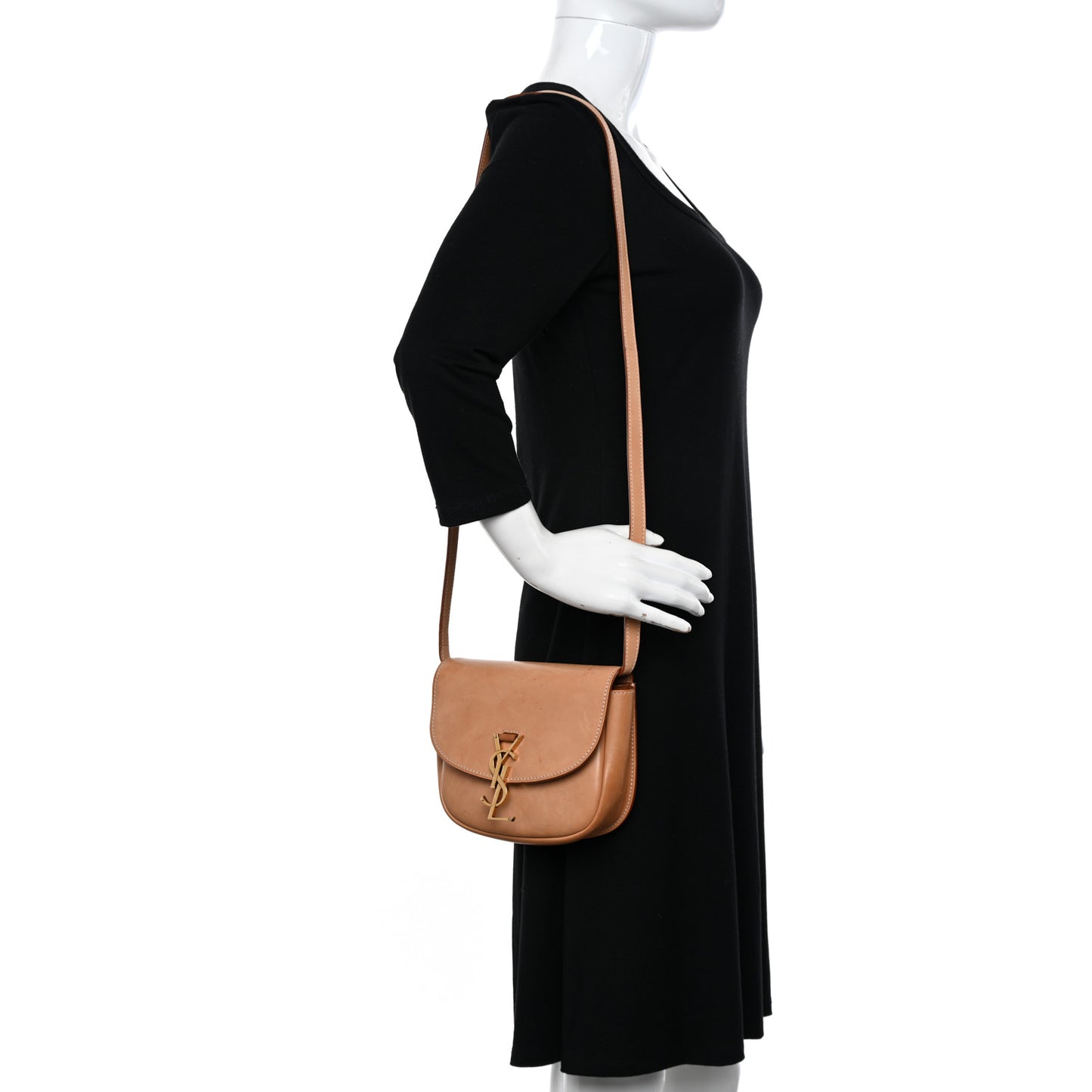 Smooth Vintage Calfskin Small Kaia Satchel Brown Gold